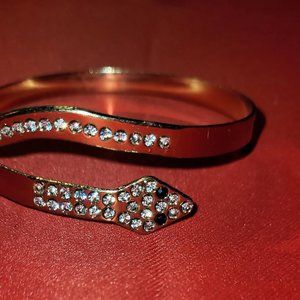 Diamond Encrusted Gold Snake Bracelet